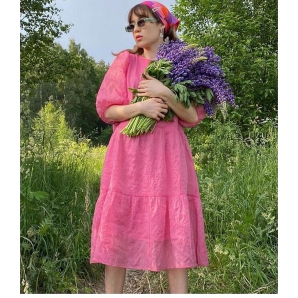 Puffed Sleeve Dress - Picture 1 of 10